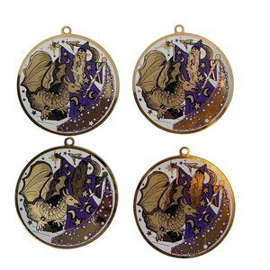 4 Vintage Gloria Duchin Wizard Magician Dragon Christmas Ornament Fantasy